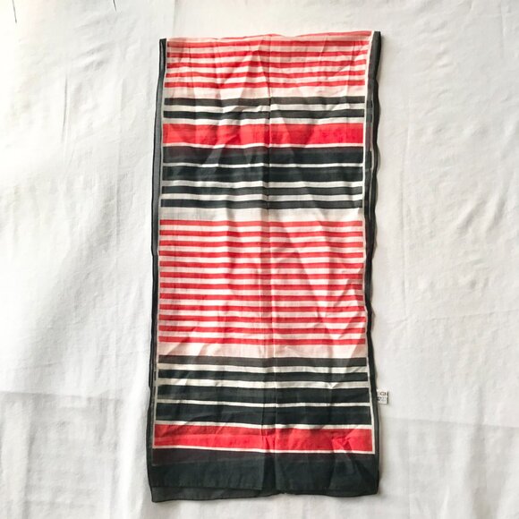 Vintage ECHO Striped Scarf Wrap Shawl Cotton Red Black Stripes 12 X 54" France - Picture 13 of 13